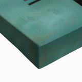 Close-up view of an abstract geometric stretched canvas artwork showcasing vibrant colors and intricate patterns, perfect for modern home decor. The design emphasizes bold shapes and dynamic lines, adding a contemporary touch to any interior space.