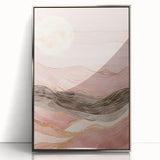 Framed abstract landscape wall art in silver acrylic, showcasing a blend of soft blues and greens, perfect for modern home decor. Ideal for enhancing living spaces with a touch of elegance and creativity.