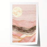 Abstract landscapes wall art print showcasing vibrant colors and fluid shapes, rolled for easy shipping and perfect for modern home decor.