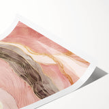 Abstract landscape wall art print showcasing vibrant colors and fluid shapes, rolled for easy transport and display, perfect for modern home décor.