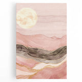 Abstract landscape wall art printed on stretched canvas showcasing vibrant colors and fluid shapes, ideal for modern home decor and artistic spaces.