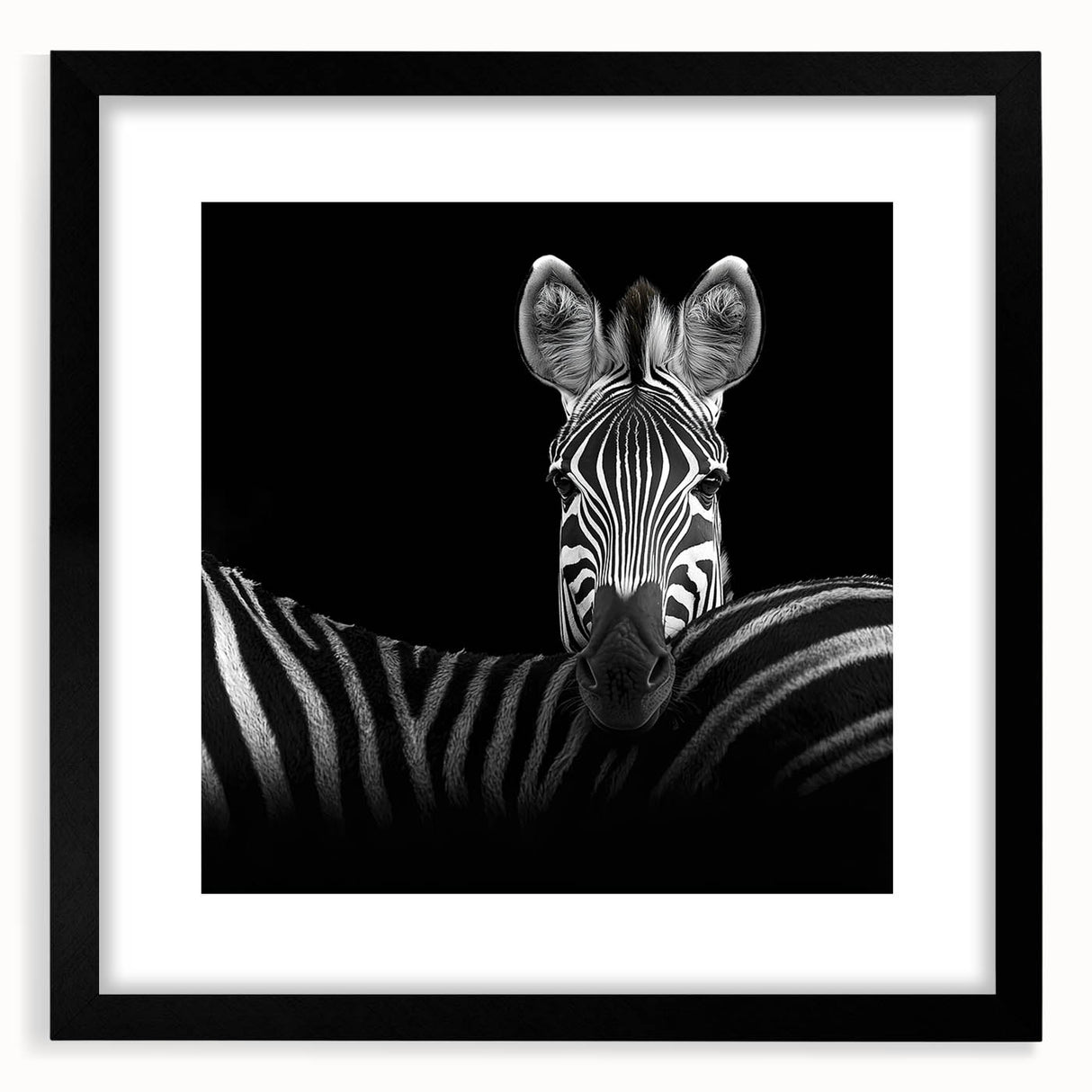 Black-framed wall art featuring a whimsical animal design, showcasing vibrant colors and intricate details, ideal for enhancing home decor with a playful touch.