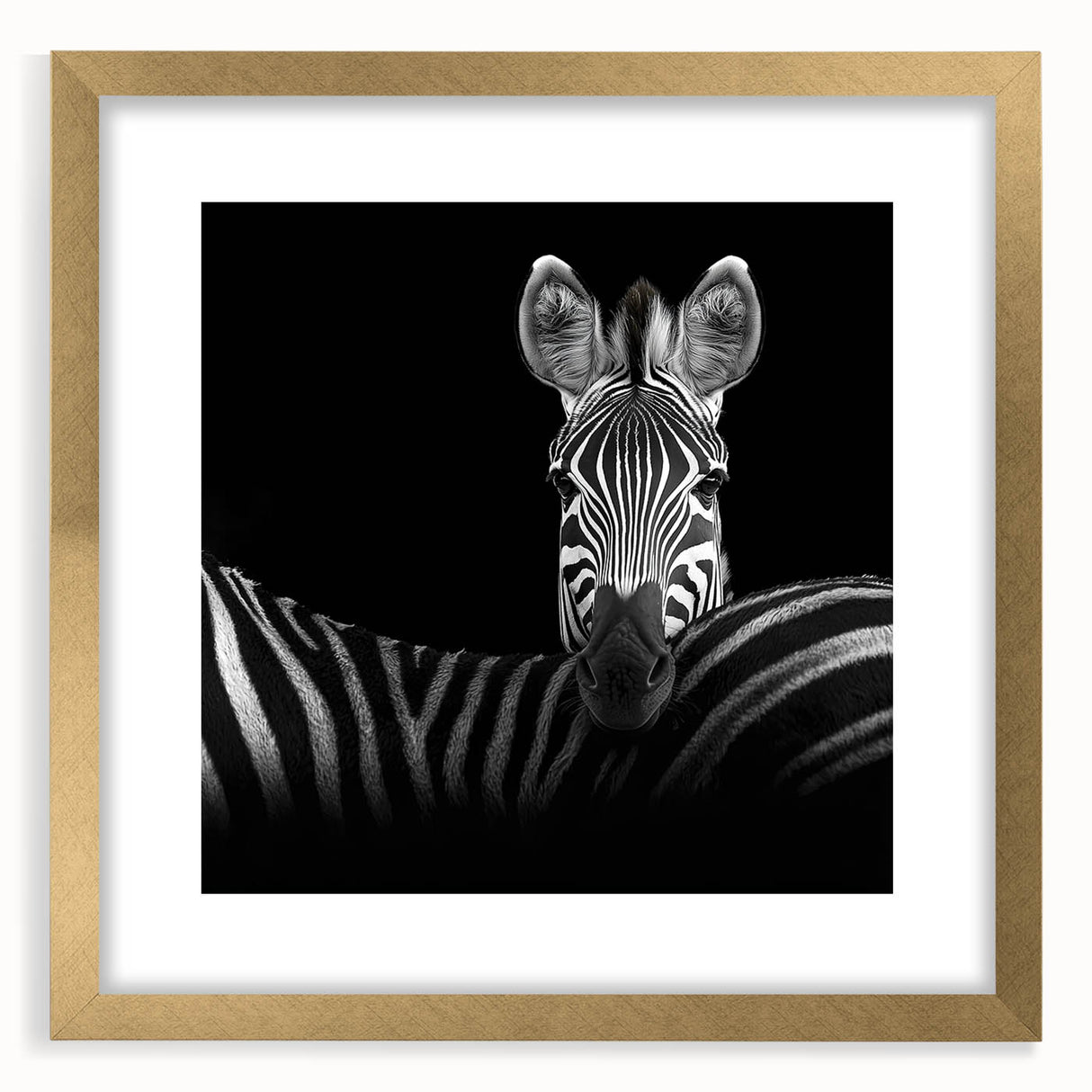 Framed animal print artwork with a gold mat, showcasing a vibrant wildlife design, ideal for enhancing home decor with a touch of nature.
