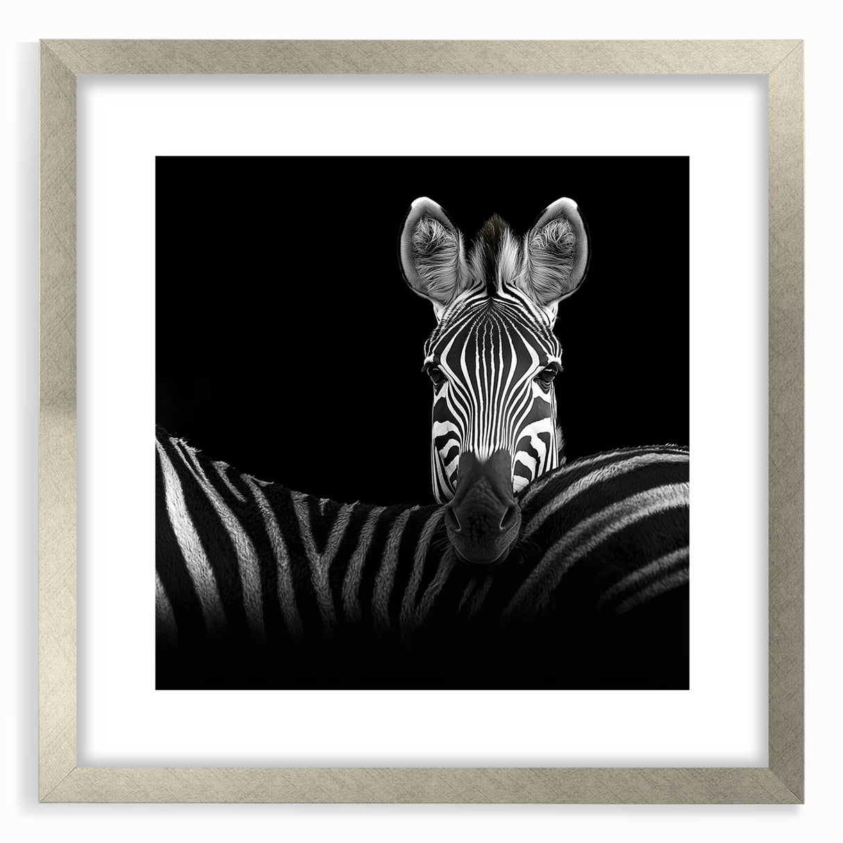 Silver-framed wall art featuring a collection of illustrated animals, elegantly matted for a refined presentation, ideal for enhancing home decor.