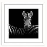 Framed artwork displaying a vibrant animal design with a white mat, perfect for home decor, highlighting intricate details and colors in a stylish presentation.
