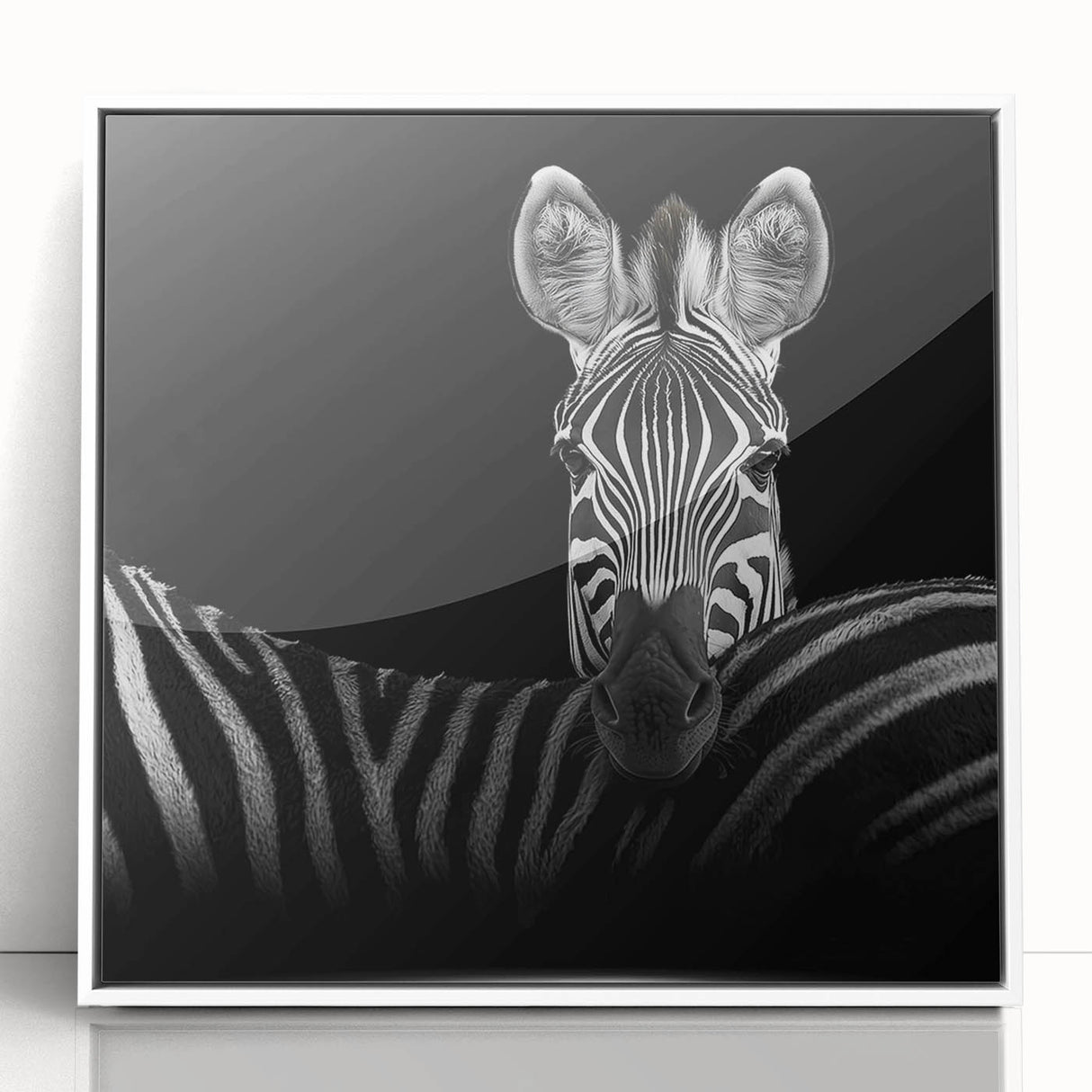 Framed acrylic wall art featuring a vibrant, colorful animal design with a white border. Perfect for modern home decor, adding a touch of nature-inspired elegance. Ideal for animal lovers and art enthusiasts seeking unique interior decor.
