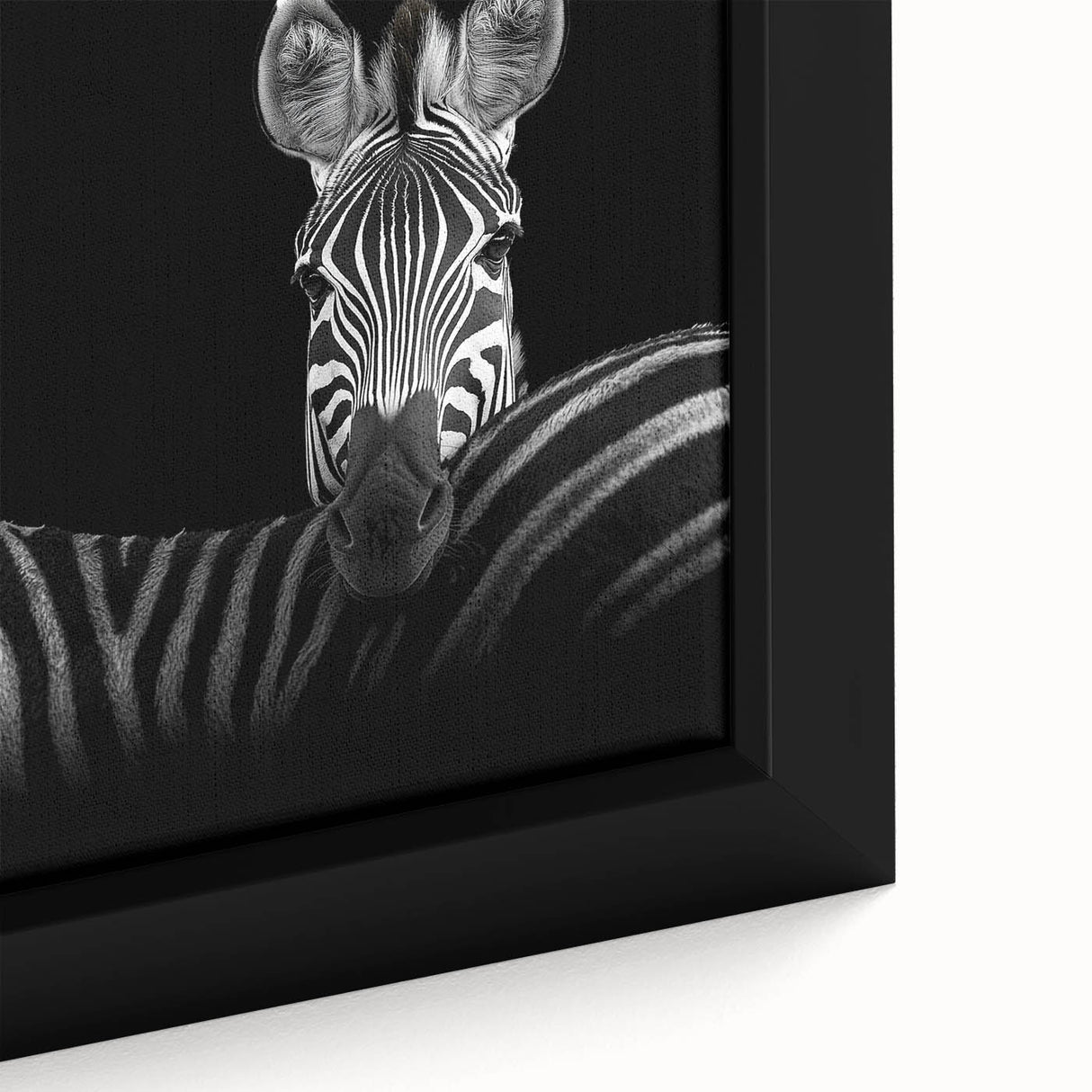 Framed canvas close-up showcasing intricate animal designs in vibrant colors, perfect for enhancing home decor with a touch of wildlife artistry.