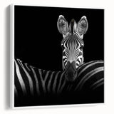 Framed canvas artwork depicting a colorful animal design set against a white background, showcasing intricate details and vibrant colors, ideal for modern home decor.