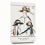 Vintage Art Deco Wall Art - Trois Chapeaux Fashion Hat Illustration