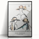 Vintage Art Deco Wall Art - Trois Chapeaux Fashion Hat Illustration