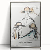 Vintage Art Deco Wall Art - Trois Chapeaux Fashion Hat Illustration