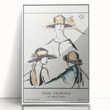 Vintage Art Deco Wall Art - Trois Chapeaux Fashion Hat Illustration