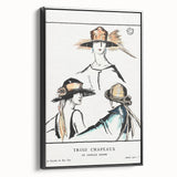 Vintage Art Deco Wall Art - Trois Chapeaux Fashion Hat Illustration