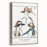 Vintage Art Deco Wall Art - Trois Chapeaux Fashion Hat Illustration