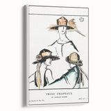 Vintage Art Deco Wall Art - Trois Chapeaux Fashion Hat Illustration