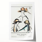 Vintage Art Deco Wall Art - Trois Chapeaux Fashion Hat Illustration
