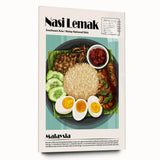 Large abstract wall art featuring assorted food dishes in vibrant colors on acrylic glass.