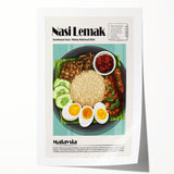 Rolled canvas print featuring an array of colorful food dishes, ideal for art wall dining room decor.