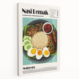 Large canvas print featuring an assortment of colorful food dishes, suitable for kitchen wall art.