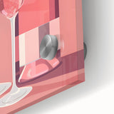 Large abstract wall art on acrylic glass featuring vibrant colors and mid-century modernist design.