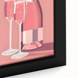 Close-up of black wall art featuring colorful, textured food and drinks imagery on a large framed canvas.
