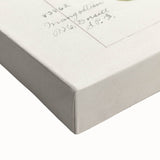 Large art of a black and white landscape painting featuring assorted fruits on stretched canvas.