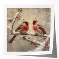 Christmas Acrylic Prints - Pair of Cardinals Winter Scene Wall Art