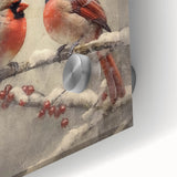 Christmas Acrylic Prints - Pair of Cardinals Winter Scene Wall Art
