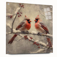 Christmas Acrylic Prints - Pair of Cardinals Winter Scene Wall Art