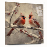 Christmas Acrylic Prints - Pair of Cardinals Winter Scene Wall Art