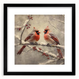 Christmas Acrylic Prints - Pair of Cardinals Winter Scene Wall Art