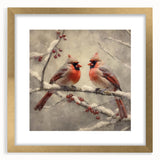 Christmas Acrylic Prints - Pair of Cardinals Winter Scene Wall Art