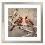 Christmas Acrylic Prints - Pair of Cardinals Winter Scene Wall Art