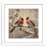 Christmas Acrylic Prints - Pair of Cardinals Winter Scene Wall Art
