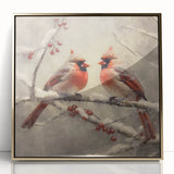 Christmas Acrylic Prints - Pair of Cardinals Winter Scene Wall Art
