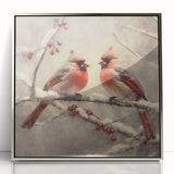 Christmas Acrylic Prints - Pair of Cardinals Winter Scene Wall Art