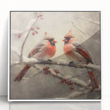 Christmas Acrylic Prints - Pair of Cardinals Winter Scene Wall Art