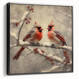 Christmas Acrylic Prints - Pair of Cardinals Winter Scene Wall Art