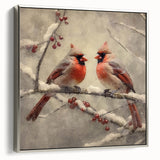Christmas Acrylic Prints - Pair of Cardinals Winter Scene Wall Art