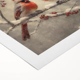 Christmas Acrylic Prints - Pair of Cardinals Winter Scene Wall Art