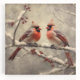 Christmas Acrylic Prints - Pair of Cardinals Winter Scene Wall Art