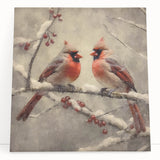 Christmas Acrylic Prints - Pair of Cardinals Winter Scene Wall Art