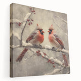Christmas Acrylic Prints - Pair of Cardinals Winter Scene Wall Art