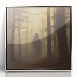 Spooky Wall Art - Haunting Forest Ghost Painting for Halloween Decor