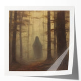 Spooky Wall Art - Haunting Forest Ghost Painting for Halloween Decor