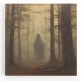 Spooky Wall Art - Haunting Forest Ghost Painting for Halloween Decor