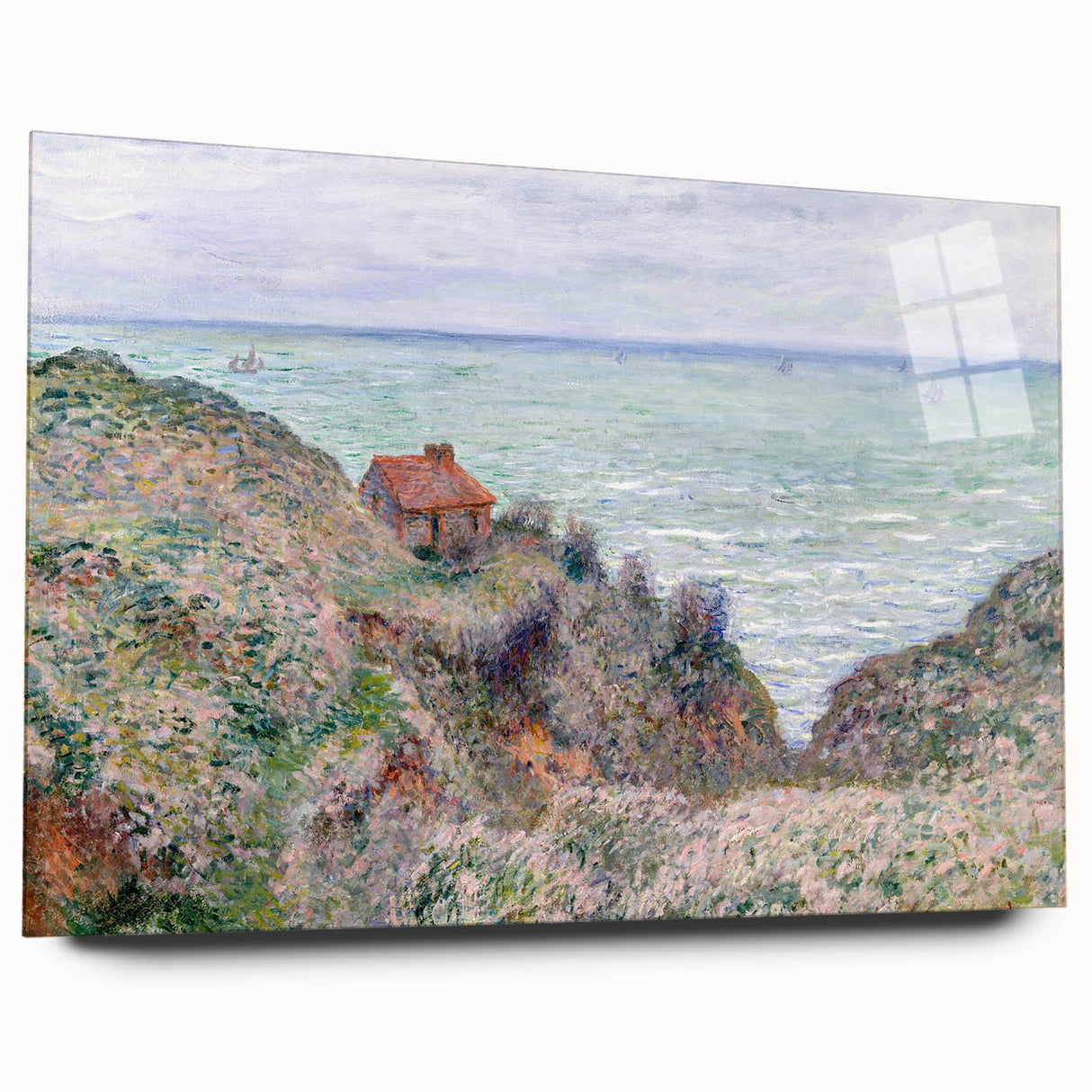 Impressionist Coastal Wall Art - Monet's Cabin by the Sea, Framed Print