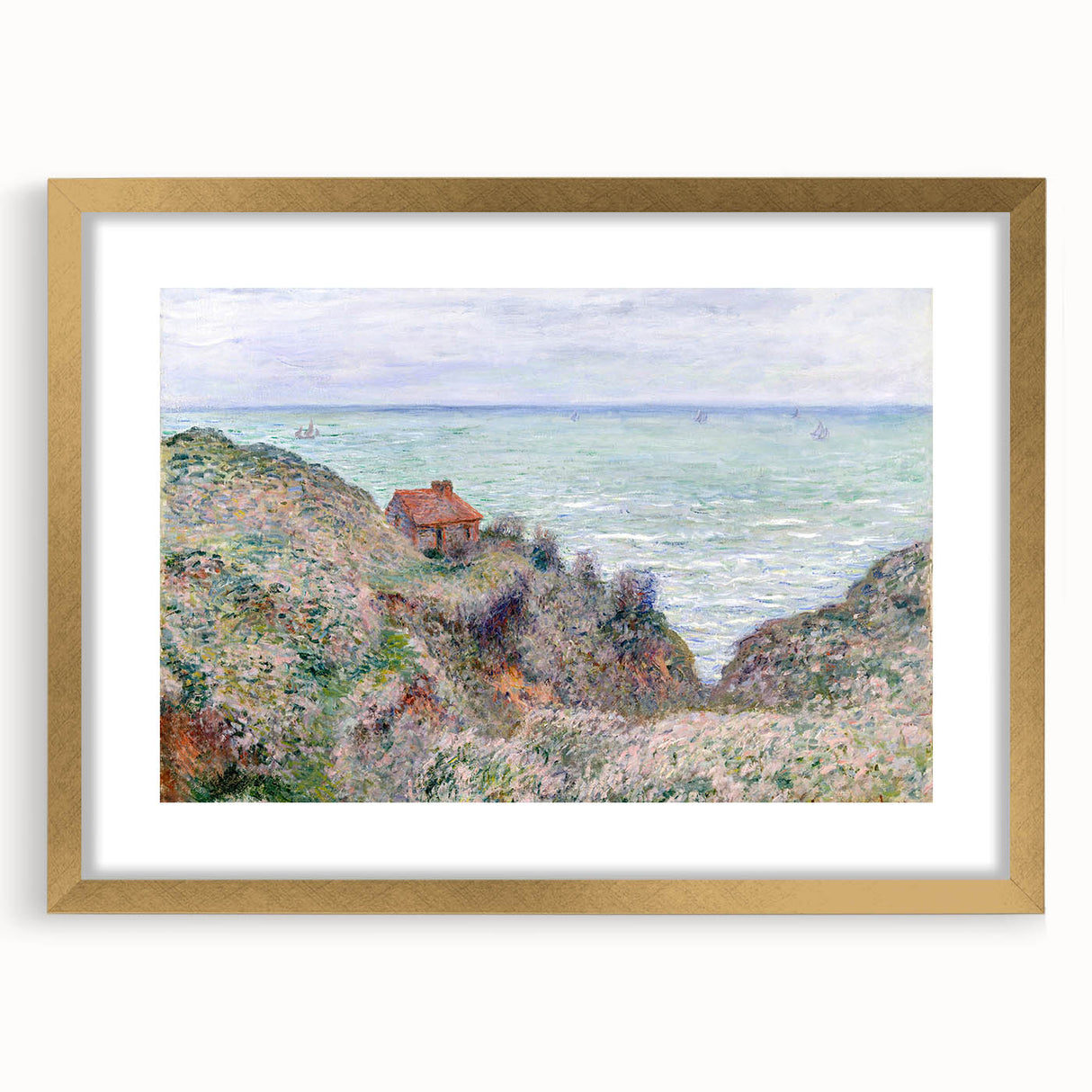 Impressionist Coastal Wall Art - Monet's Cabin by the Sea, Framed Print