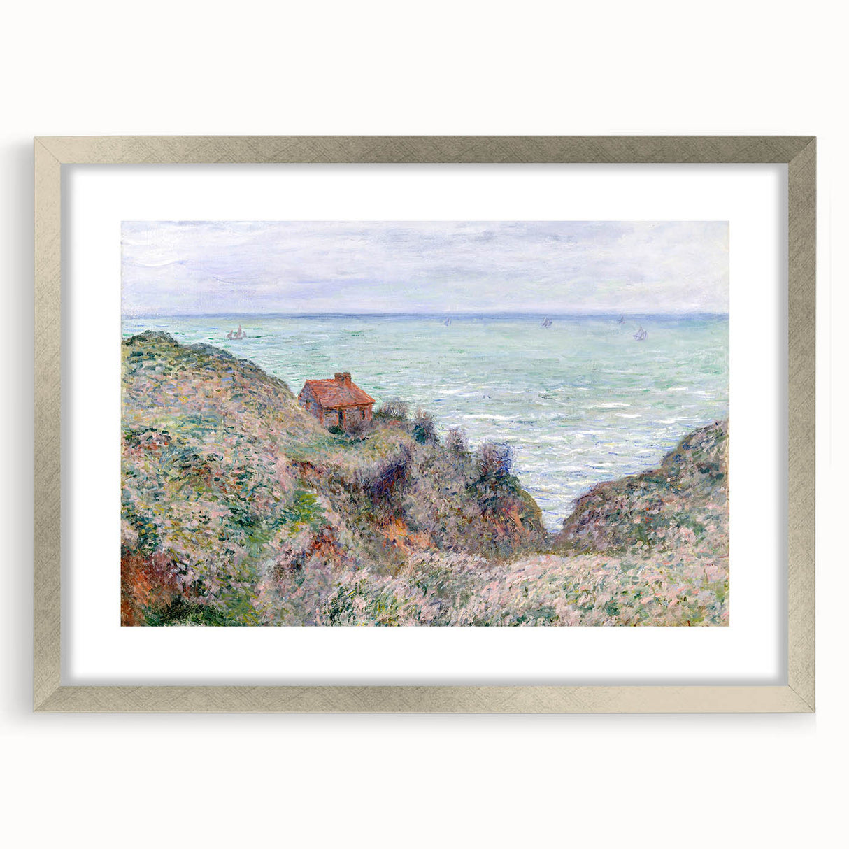Impressionist Coastal Wall Art - Monet's Cabin by the Sea, Framed Print