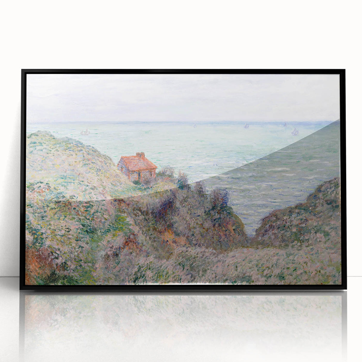 Impressionist Coastal Wall Art - Monet's Cabin by the Sea, Framed Print
